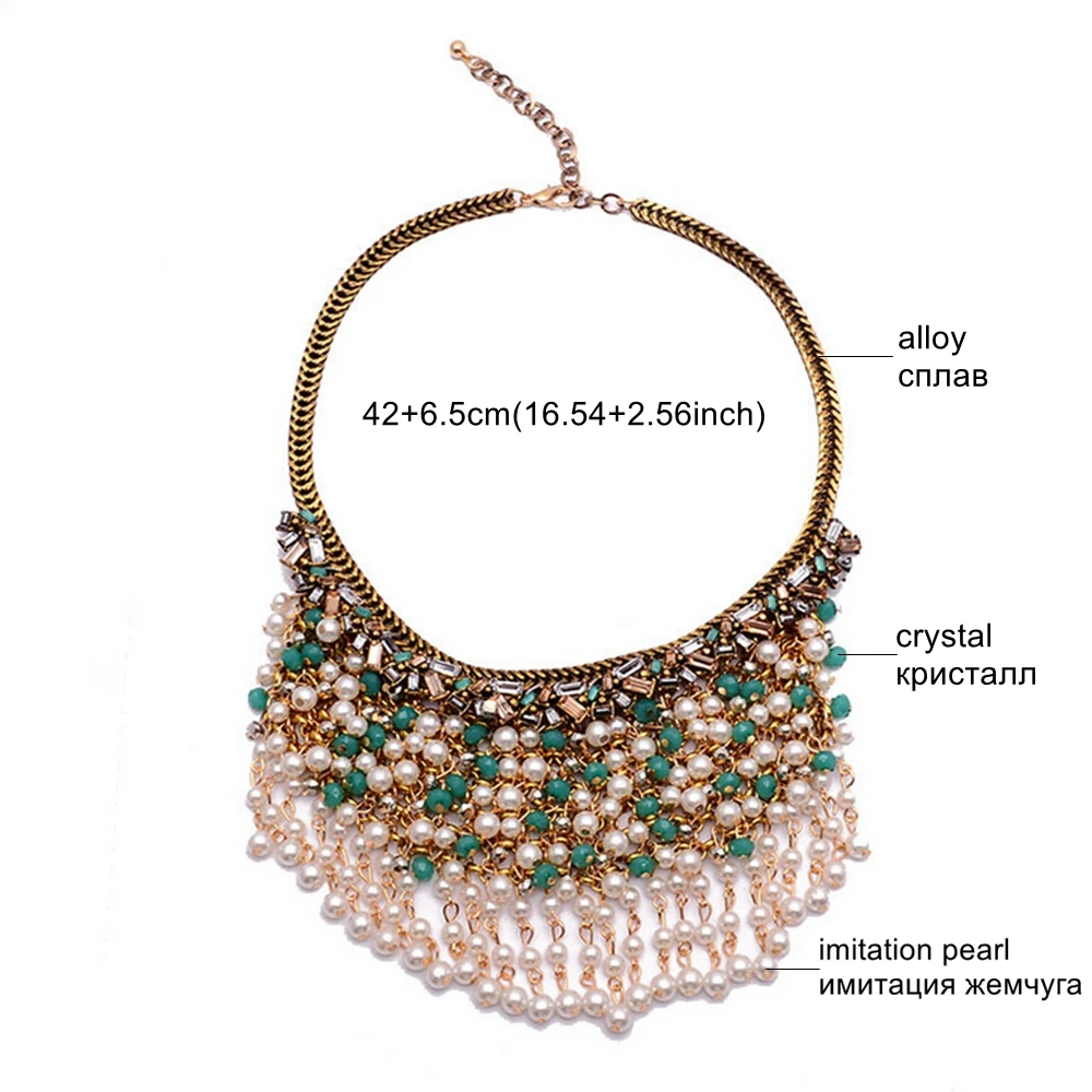 

DiLiCa Fashion Chokers Necklaces for Women Imitation Pearl Beads Tassel Statement Necklace Bohemian Necklace Jewelry