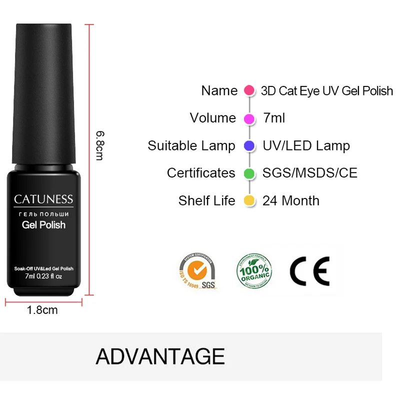CATUNESS Магнитная двойной кошачий глаз UV гель-Блеск Польский красочные гель Книги