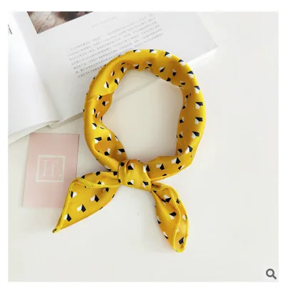 retro vintage heart pattern yellow silk rayon square scarves scarf necktie kerchief hairband headscarves hair jewelry for women |