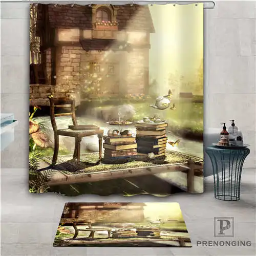 Пользовательский магический фон (1) водонепроницаемый занавеска для душа коврик