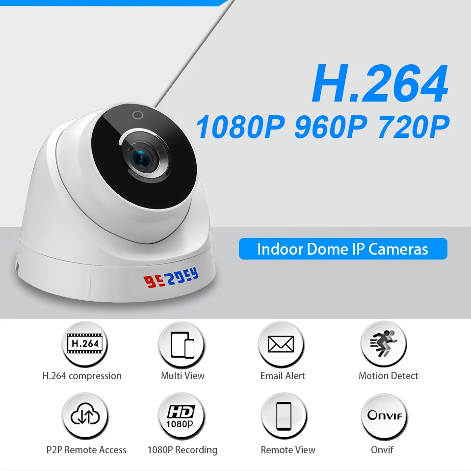 BESDER закрытый IP купола Камера Full HD 1080p Широкий формат ИК ночного безопасности ONVIF