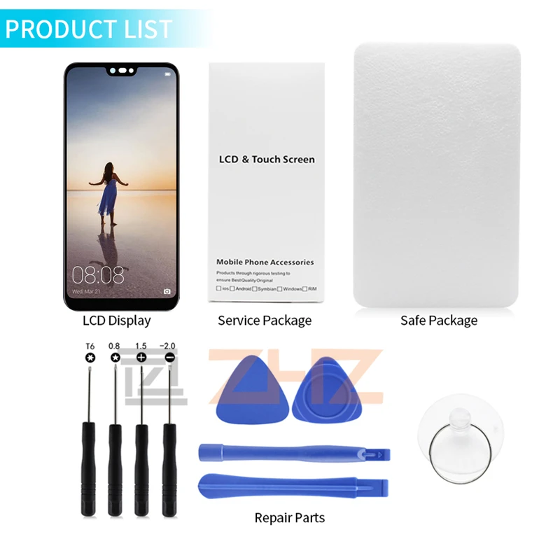 Для Huawei P20 Lite ЖК дисплей сенсорный экран дигитайзер в сборе Замена + рамка для HUAWEI