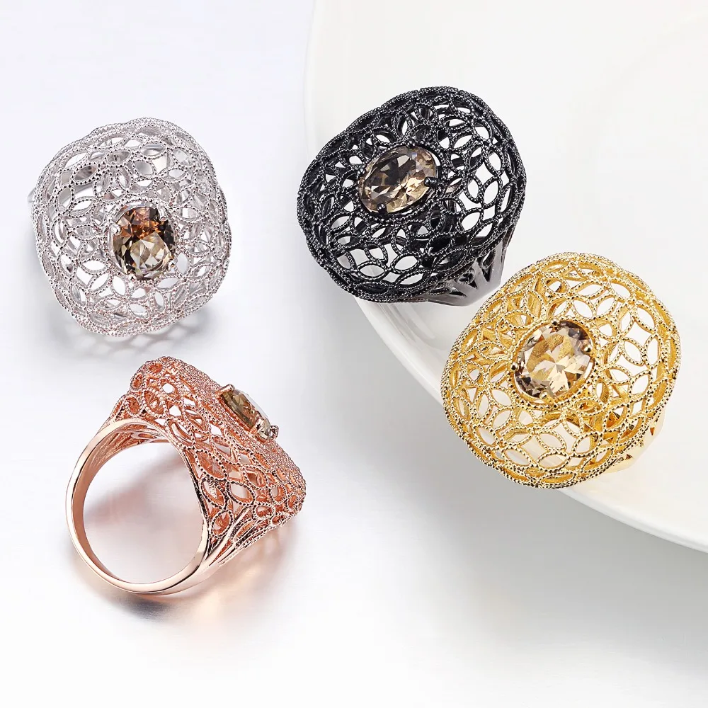 VANAXIN кофе кубического циркония набор украшений для женщин серьги и кольцо шармы