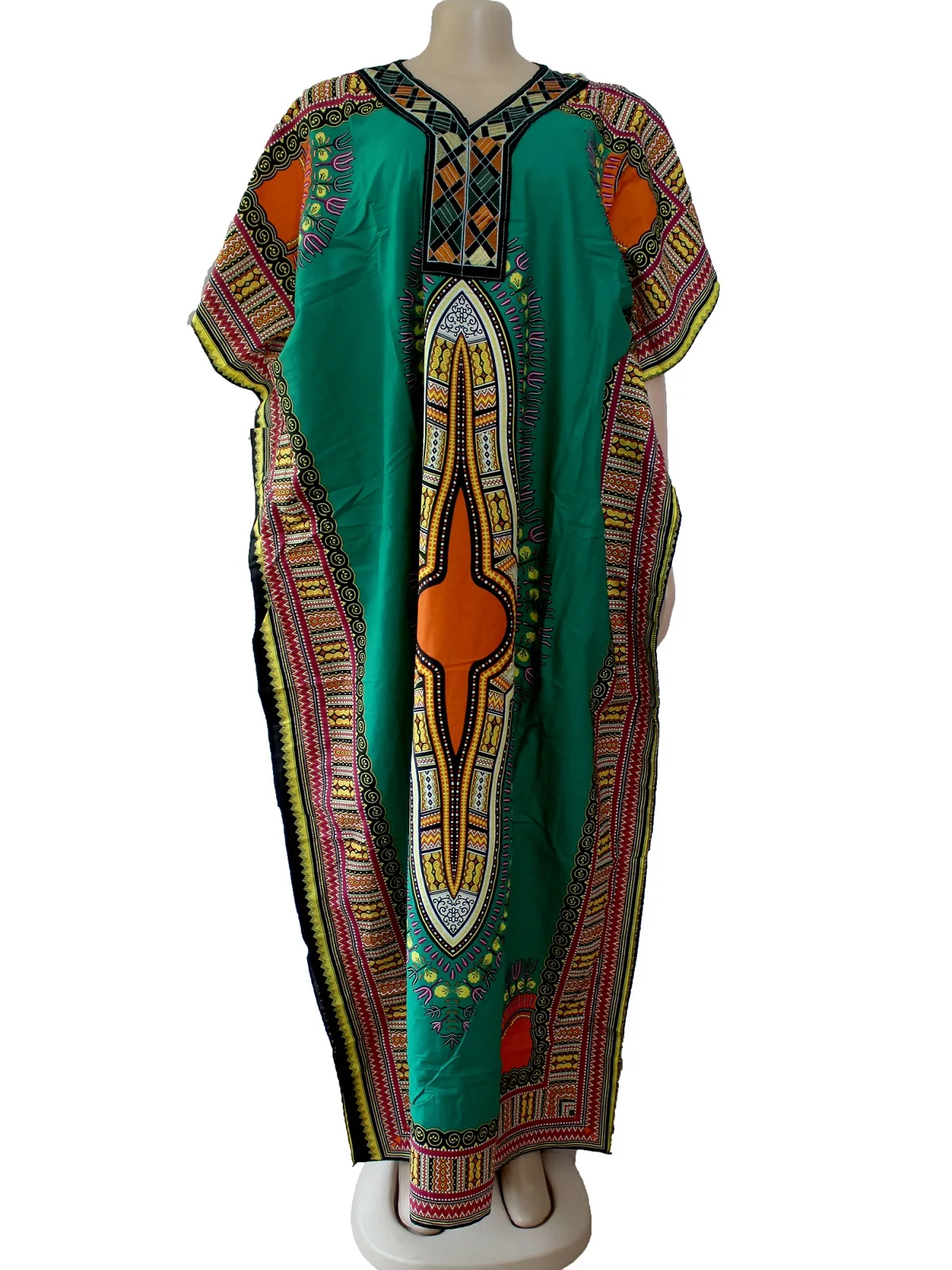 Dashikiage хлопок модные женские традиционные африканские принты Дашики вечерние размера плюс длинное платье макси платье - Цвет: Зеленый