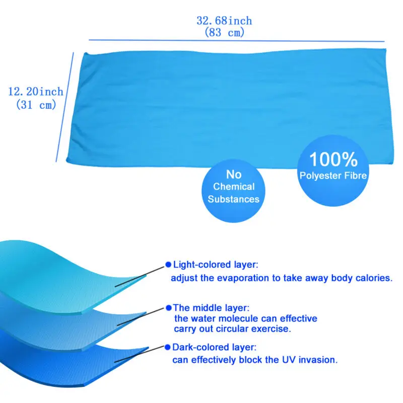 1х полотенце со льдом для мгновенного охлаждения спортивное повязка на голову