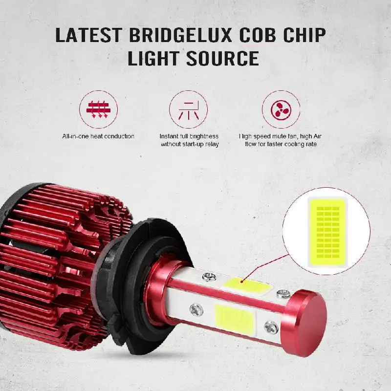 Partol 100W H7 светодиодный головной светильник лампы 4 стороны на основе технологии COB