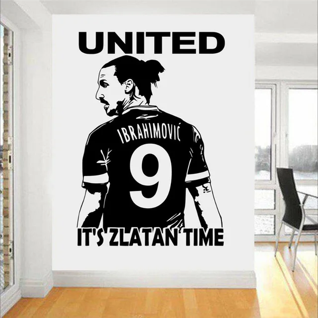 Zlatan Ibrahimovic Football Star Wall Art 3d Poster Soccer Stickers For Kids Room Boy Bedroom Wallpaper Mural | Дом и сад