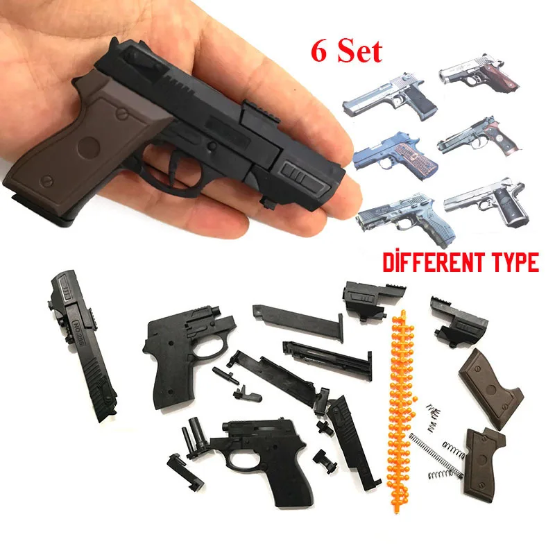 6Set Different Mini 10cm Toys Gun Model Building Blocks Assembled Toy Hands-on Educational (Can Fire 3mm Bullets)XWJ-164 | Игрушки и