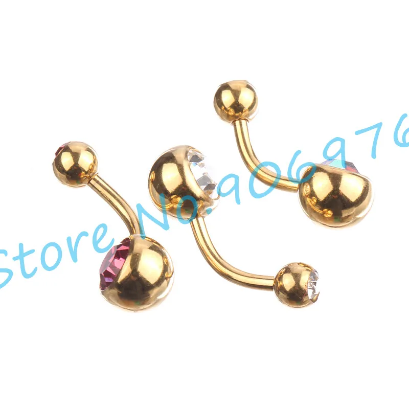 Браслет для пупка с кристаллом, элегантным рингом и модным проколом тела для женщин 14G AB Розовый титан.