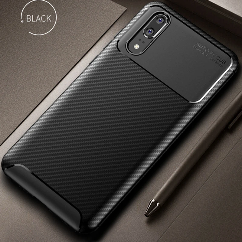 MAKAVO чехлы из углеродного волокна для Huawei P20 Lite чехол Мягкий матовый ТПУ