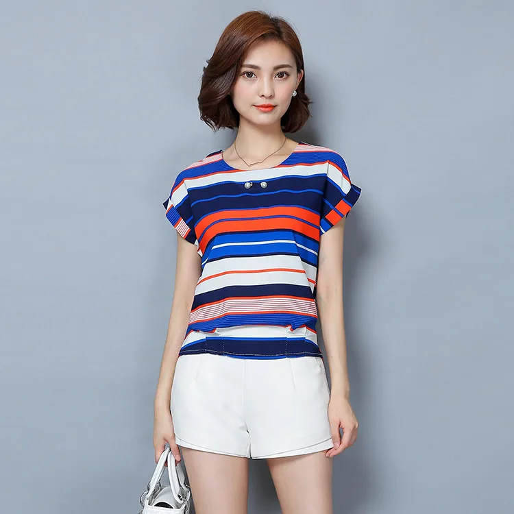 Женская блузка с коротким рукавом и круглым вырезом размеры до 5XL|blouses short sleeves|women