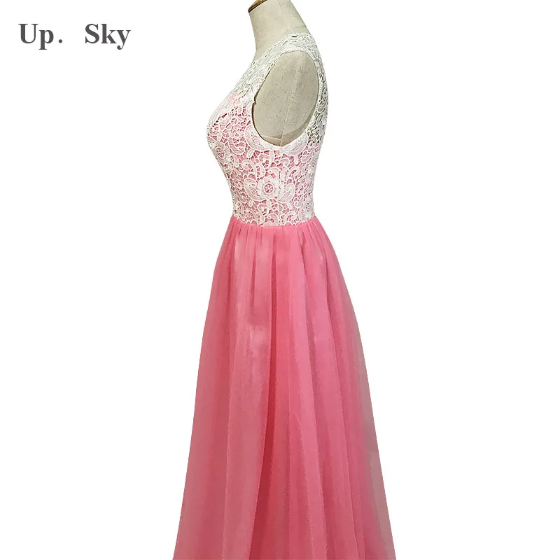 Фатиновые длинные платья подружки невесты мятного/фиолетового/розового цвета 2018