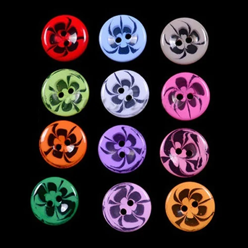 100 шт. разноцветные пуговицы из смолы с 2 отверстиями для шитья искусственное