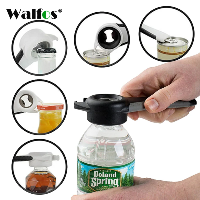 

WALFOS 5 in 1 Creative Multifunction Stainless Steel Can Opener Beer Bottle Opener Super Good Jar Opener Kitchen Tool