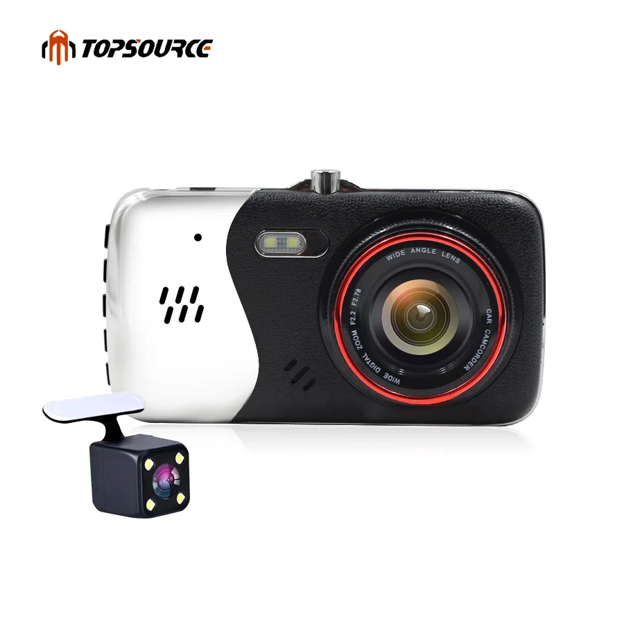 TOPSOURCE 4 дюймов автомобиля камера видеорегистратор Двойной объектив Full HD 1080p с