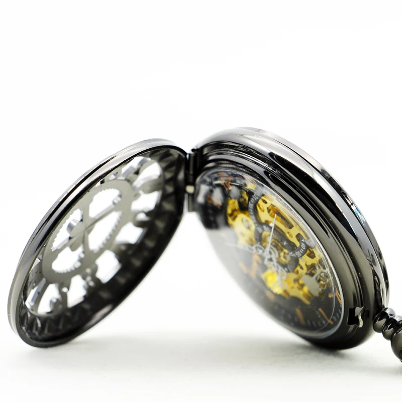 Luxury Digital Display Gear Mechanical Pocket Watch Retro Steampunk Manual Chain Necklace Pendant Accessories Clock Gift