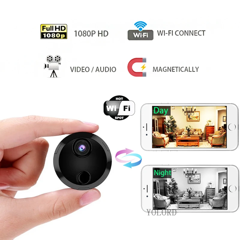 Беспроводная мини камера с функцией ночного видения Wi Fi 1080P 64 ГБ|Камеры