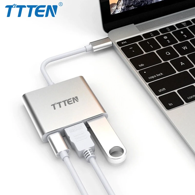 TTTEN 3 IN 1 Type-C to VGA USB-C USB 3.0 Adapter converter usb-c Type C adapter for Macbook PC Laptop Monitor Project | Электроника