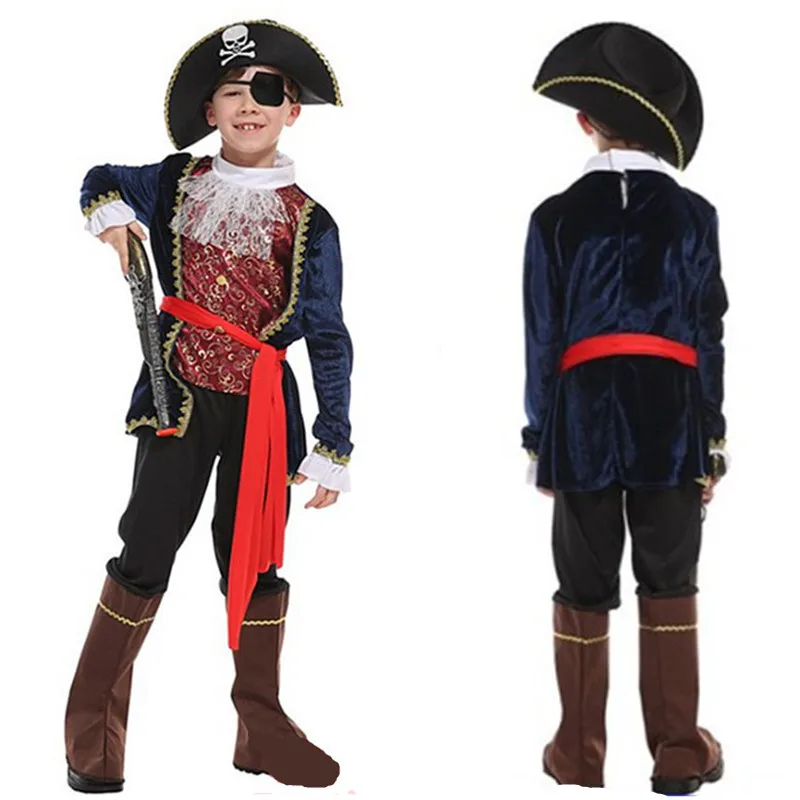 

M-XL Boys Halloween Pirate Costumes Movie Pirates of the Caribbean Cosplays Kids Children Carnival Purim Masquerade party dress