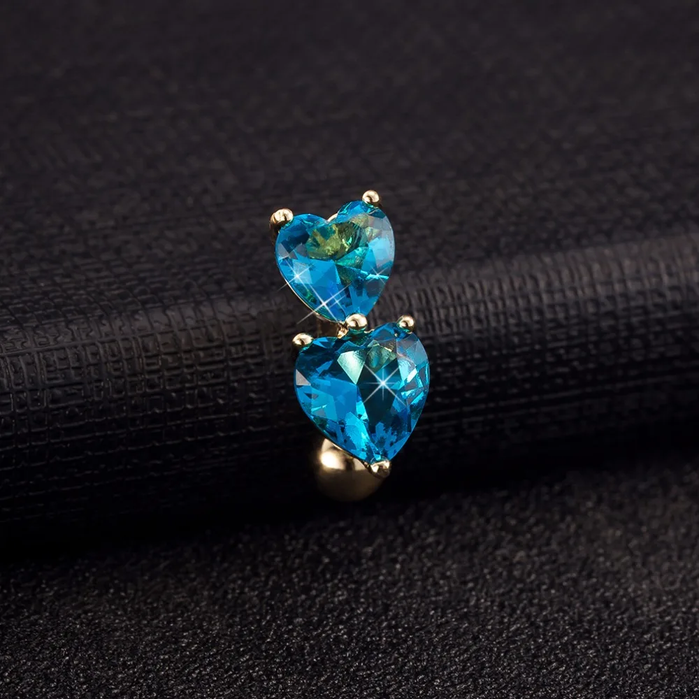 1 ШТ. Пирсинг Ювелирные Изделия Кубического Циркония Кристалл Двойное Сердце