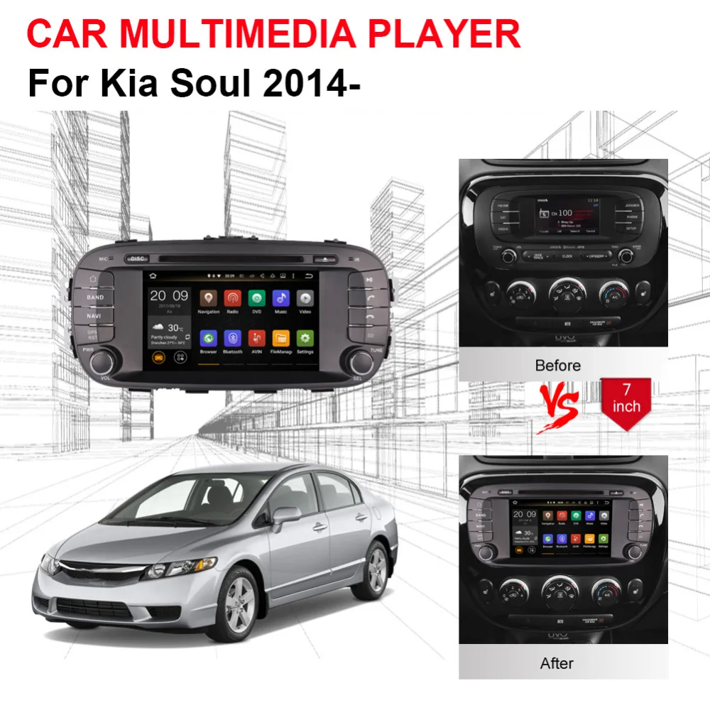 2 Din 7 ''LCD Android 1/8 0 автомобильный Радио стерео Bluetooth мультимедийный плеер для Kia