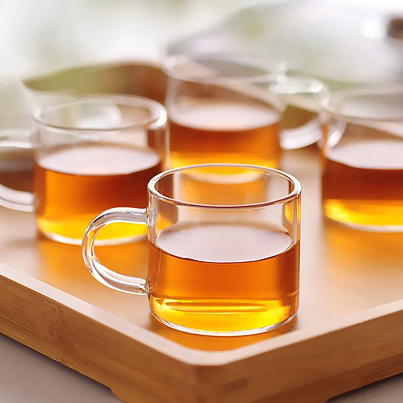 2 шт. прозрачные стеклянные чашки для чая ручной работы простые термостойкие