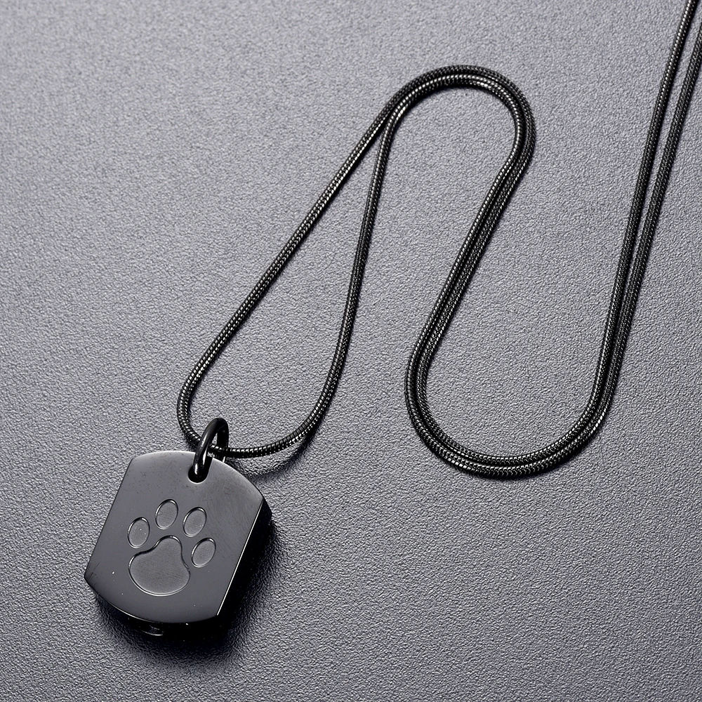 

XWJ8003 Paw Etching Dog/ Cat Cremation Tag Pendant for Pet Ashes Holder Keepsake Never Fade Stainless Steel Jewelry NECKLACE