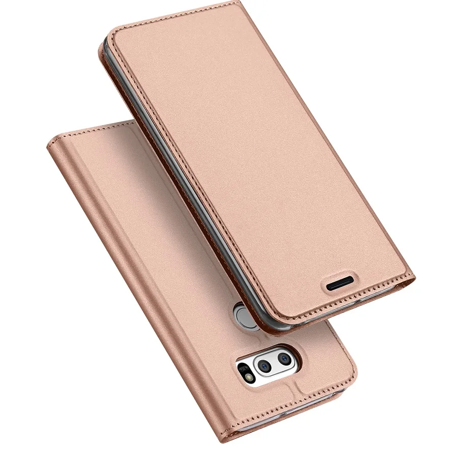 rose gold DUX DUCIS Роскошный кожаный чехол для LG V50 чехол с откидной крышкой с отделением портмоне Чехол для мобильного телефона для htc U11 U12 Plus кожаный Капа для фундамент чехол - Цвет: rose gold