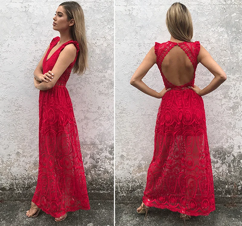 ZTVitality 2018 Vestidos Новое поступление сексуальное однотонное кружевное длинное платье
