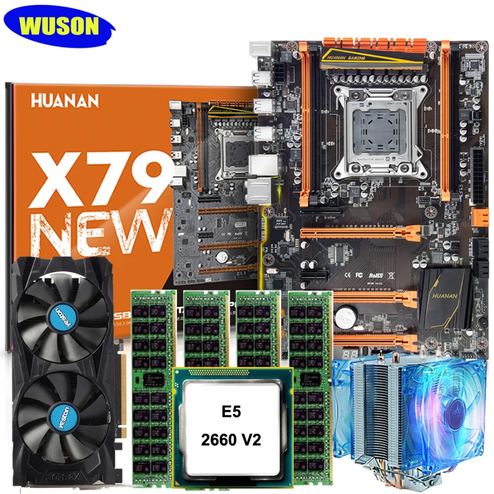 Новая игровая материнская плата HUANAN ZHI deluxe X79 с разъемом M.2 ЦП Xeon E5 2660 V2 кулером ОЗУ