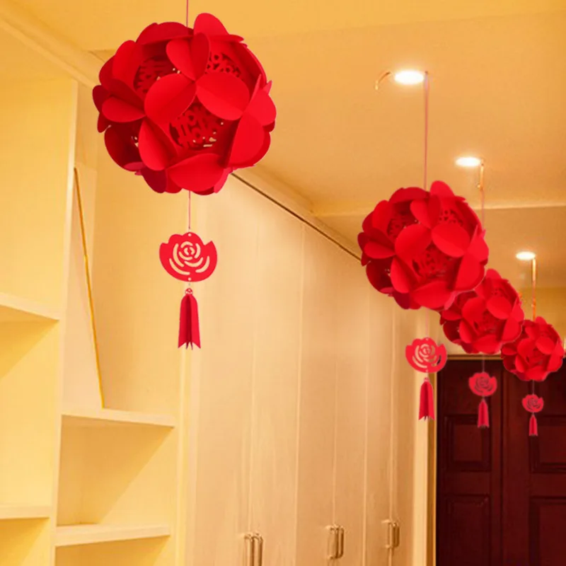 Китайская традиция красный фонарь двойное счастье свадебный набор для украшения