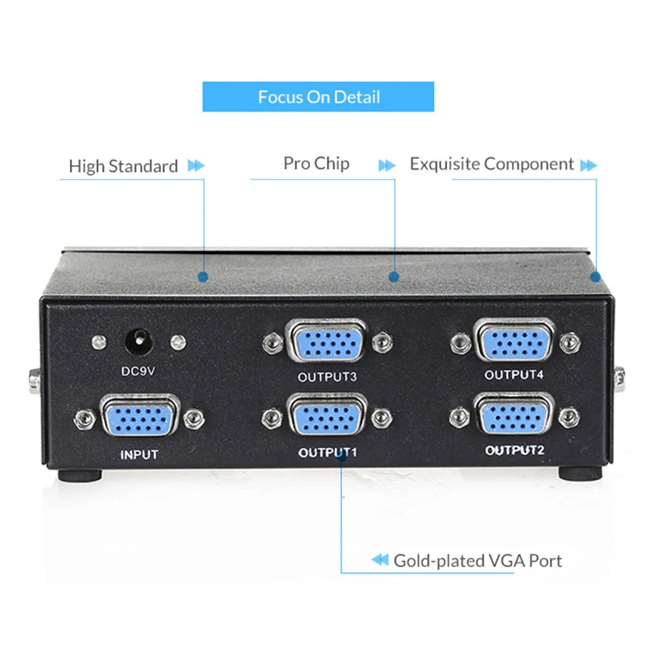 Разветвитель VGA Unnlink 1X4 FHD1080P 60 Гц 1 вход 4 выхода 1*4 разветвители для компьютера