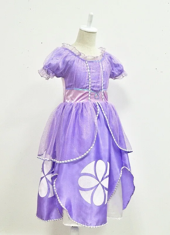 Платье принцессы Софии Костюм для девочек Фиолетовое Пышное с большими