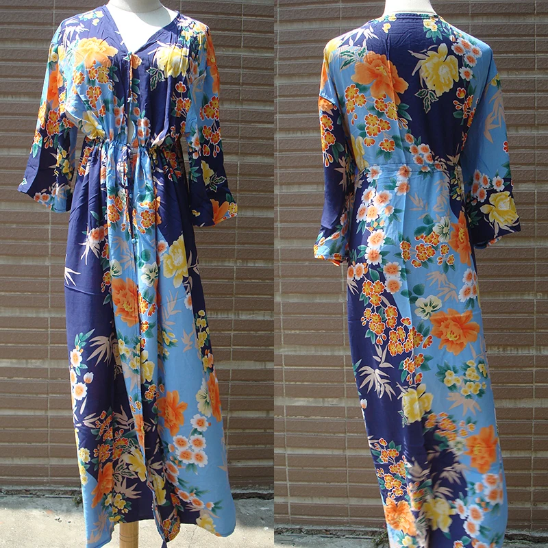 

Cotton Print Long Beach Cover up Pareos de Playa Mujer Swim Cover up Sarong Beach Dress Kaftan Robe de Plage Bikini Cover up