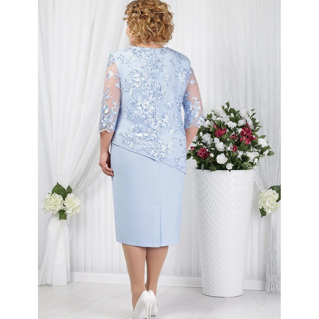 Women Elegant Half Sleeve Floral Lace Dress Plus Size Summer Fashion Ladies Evening Party Mesh Dresses Vestidos Large | Женская одежда
