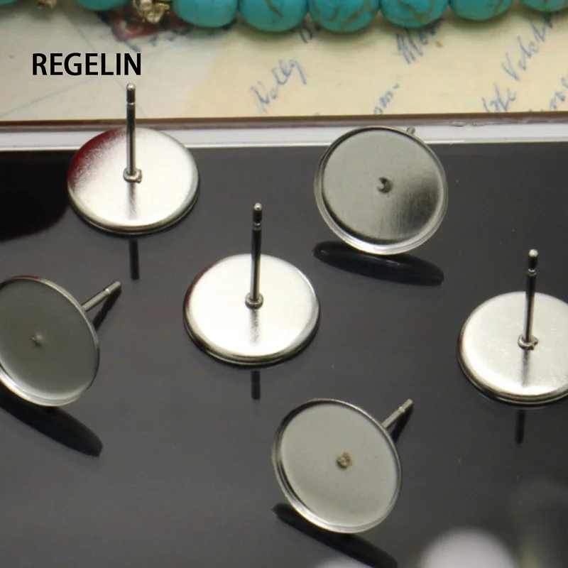 REGELIN DIY серьги из нержавеющей стали настройки 8/10/12 мм кабошон базовая пустая подходящая стеклянная кабошоны