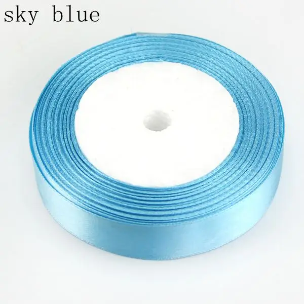 Sky Blue 22 м/рулон) ширина 10 мм горячее предложение! Лучшая цена одна сатиновая подарочная лента упаковочная для украшения дома и свадьбы 29 цветов - Цвет: Sky Blue