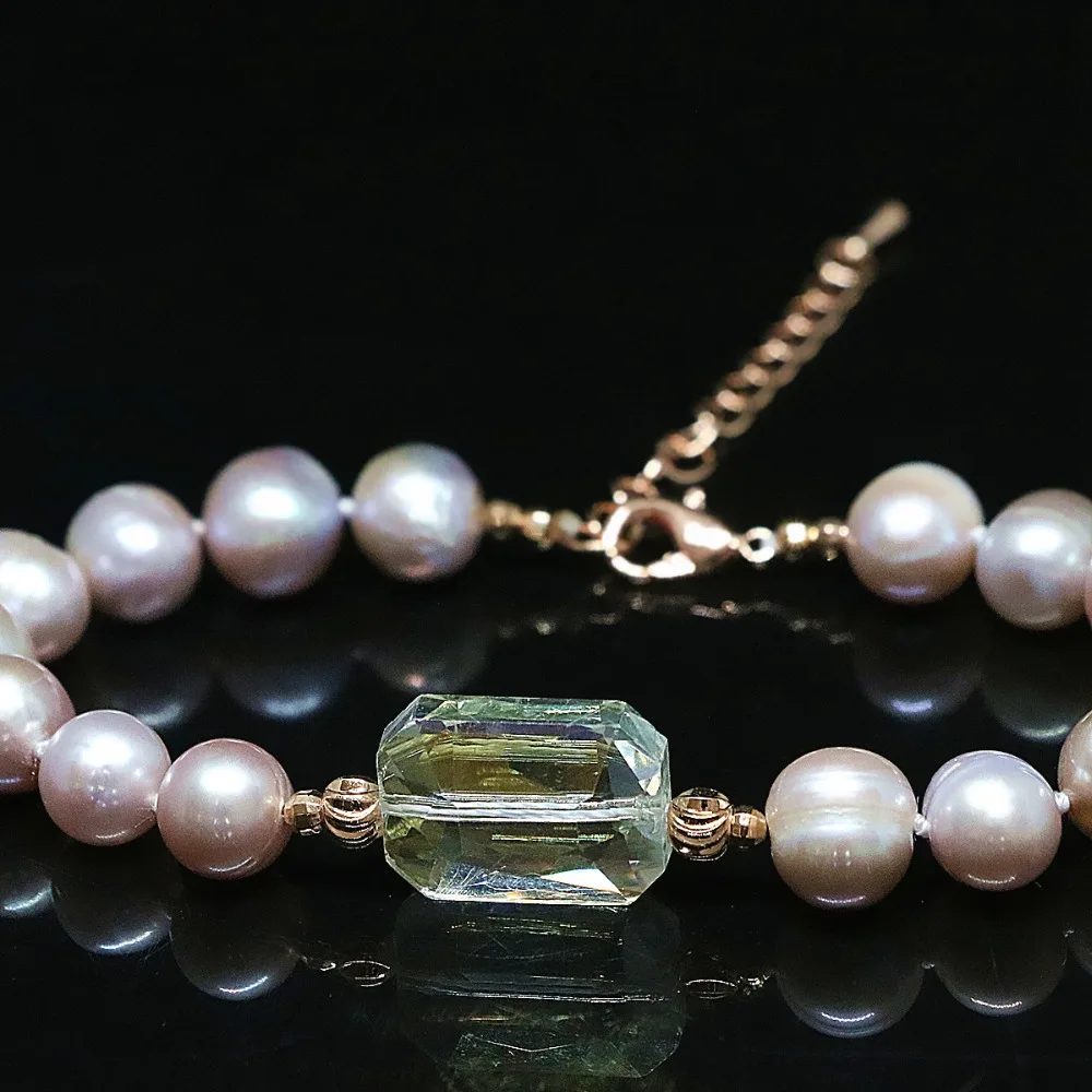 Trendy natural freshwater pearl 9-10mm 4 colors women bracelet crystal beads rose gold-color clasp jewelry B1403 | Украшения и