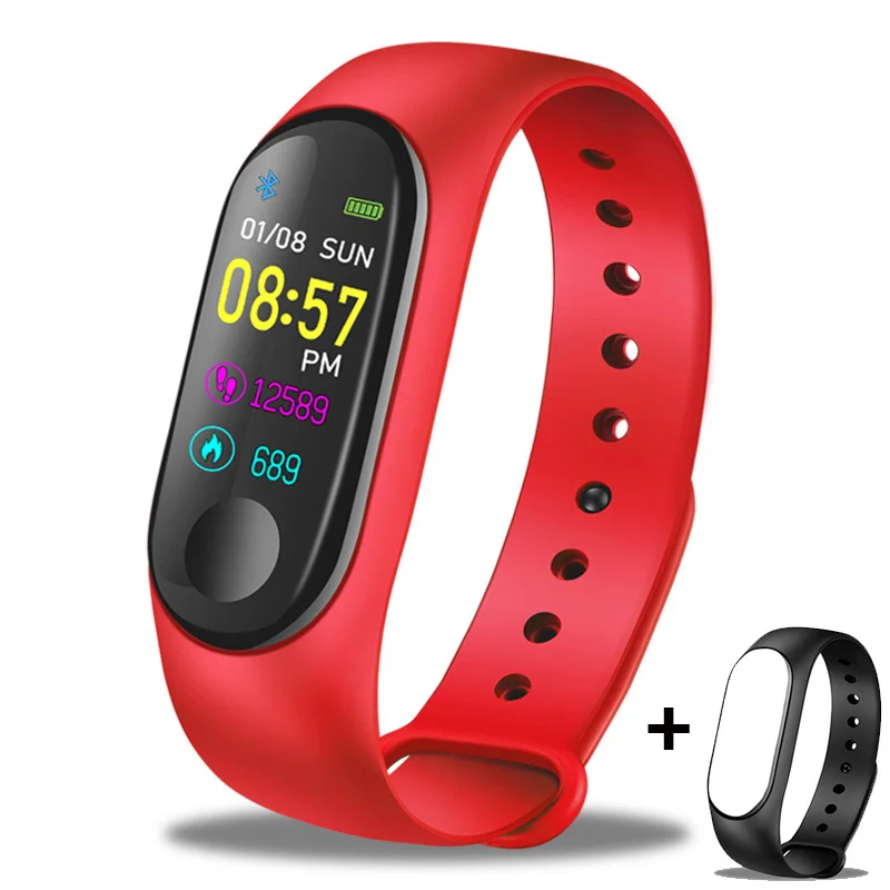 red band LIGE новые умные спортивные часы женские пульсометр монитор кровяного давления умный Браслет фитнес-трекер Шагомер PK M3 полоса+ коробка - Цвет: red band