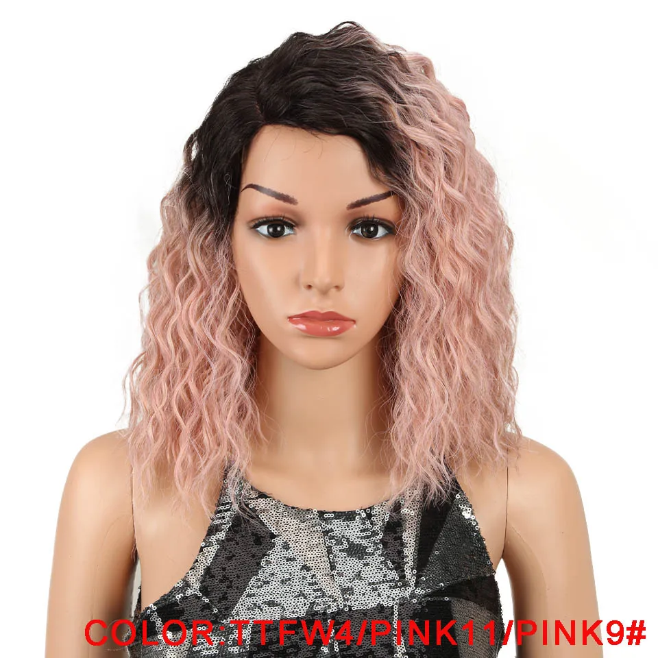 TTFW4-PINK11-PINK9 Волшебные волосы афро курчавые кучерявые парики для черных женщин термостойкие кружева передний парик с Омбре коричневый 5 цветов высокотемпературные волосы - Цвет: TTFW4-PINK11-PINK9