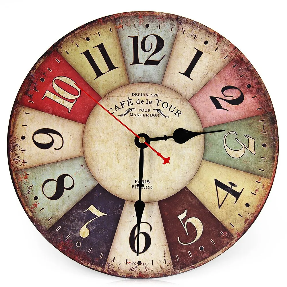 Фото Винтажные деревянные настенные часы круглые Классические - купить