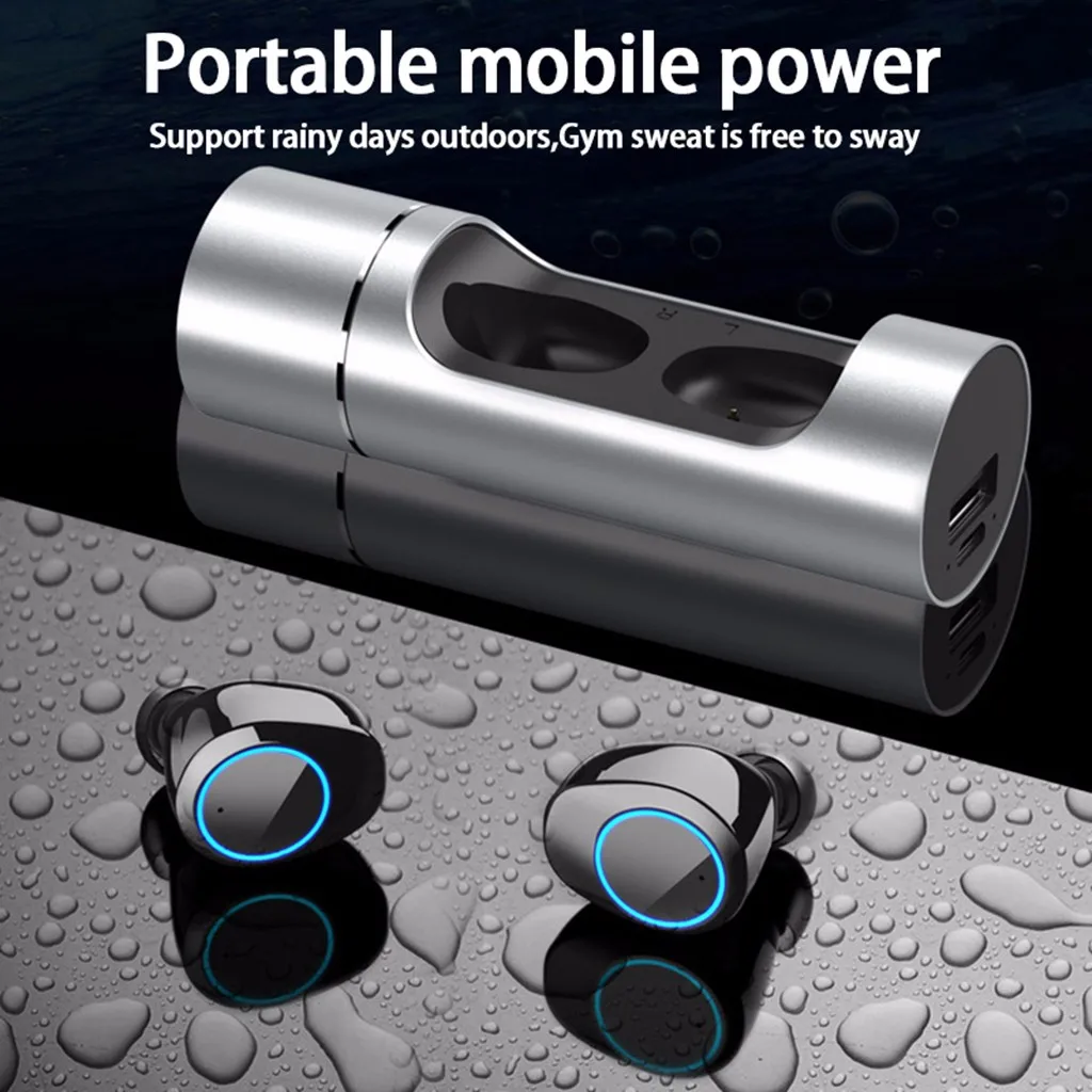 Беспроводная стерео мини TWS V5.0 Bluetooth гарнитура D Спортивная с двойным микрофоном