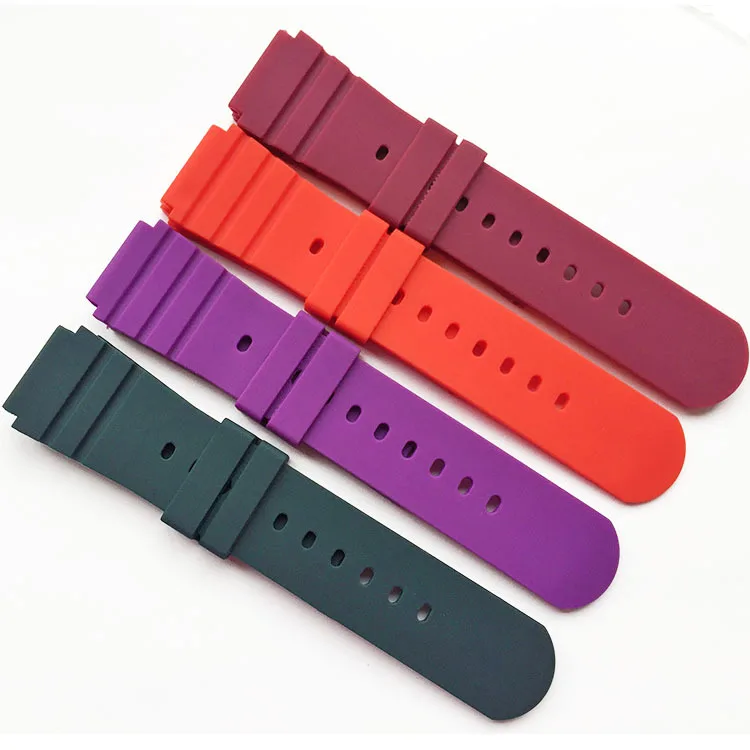 Новый силиконовый ремешок 23 мм черный/красный/розово красный Пряжка из