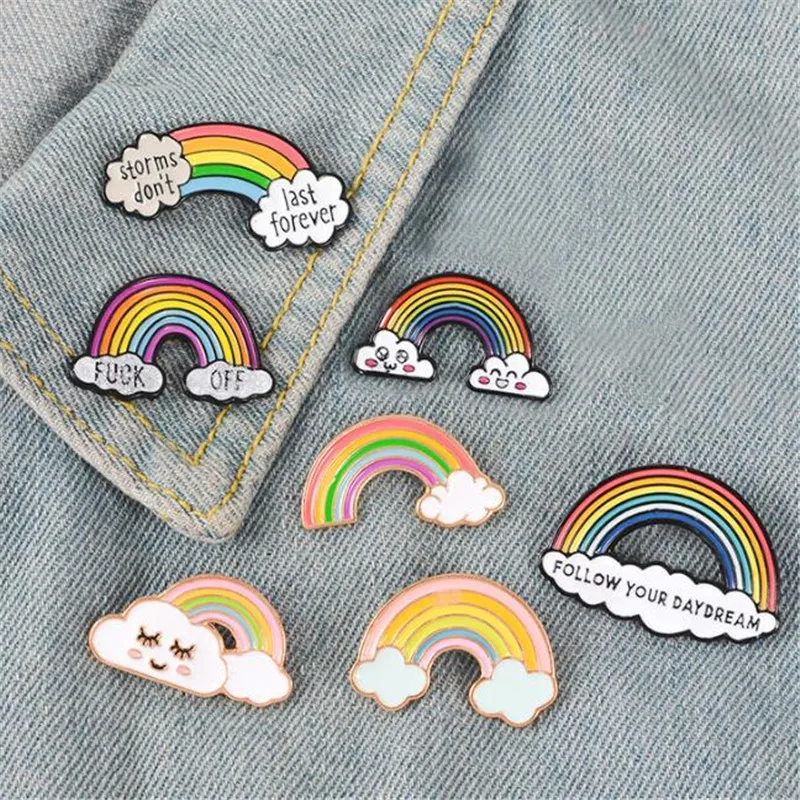 1 шт мультфильм Цвет Радуга значок металлический украшения для рюкзака куртка