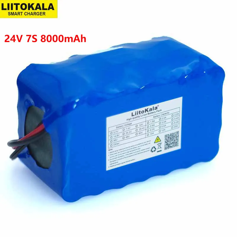 

LiitoKala 24V 7S4P 8000mAh high power 8AH 18650 Lithium Battery pack with BMS 29.4V Electric bicycle electric car backup power