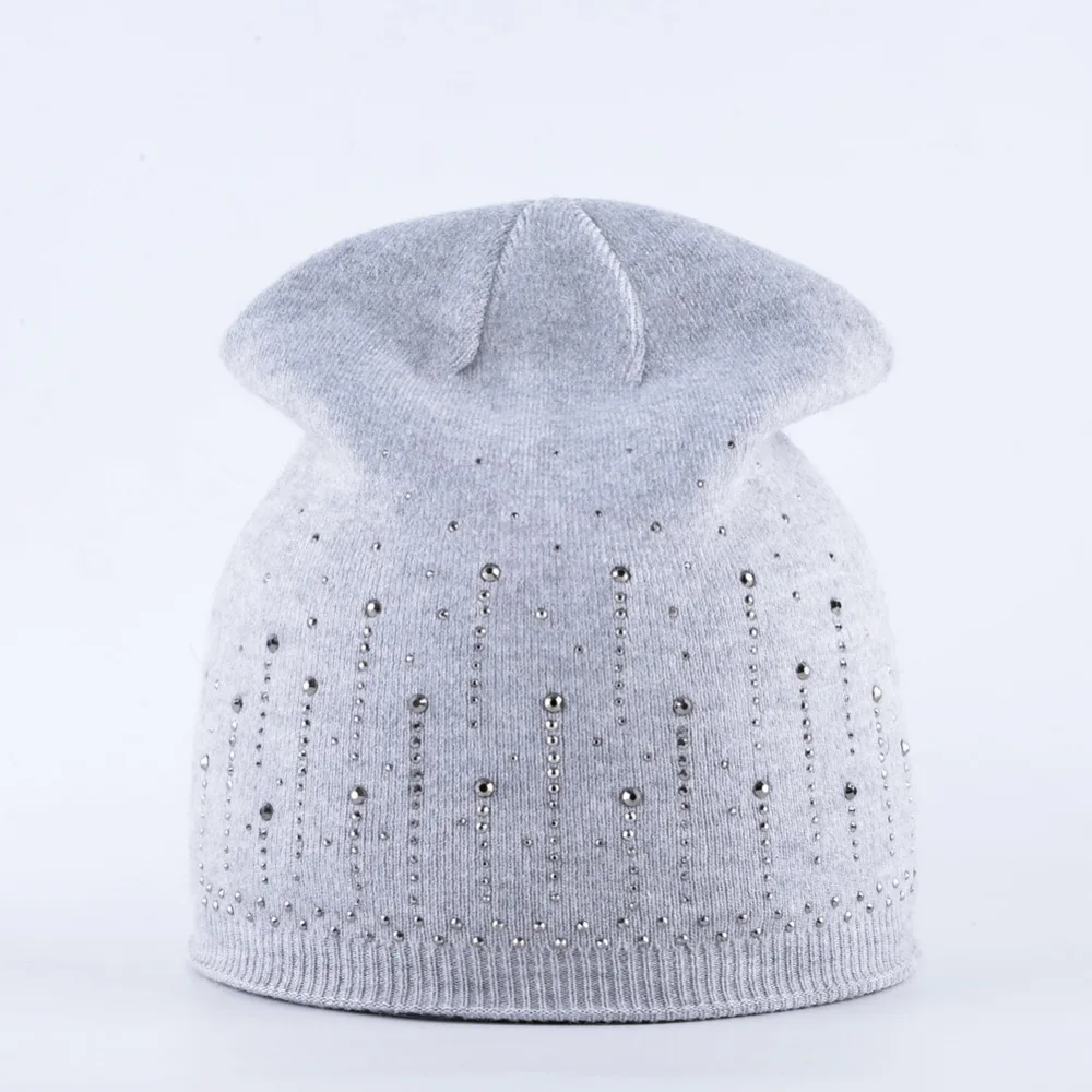 Повседневные вязаные шапки из кроличьей шерсти женские зимние skullies для девочек