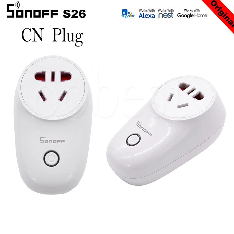 Sonoff S26 WiFi Smart Plug EU, US, UK, CN, AU, автоматизация, домашний пульт дистанционного управления, приложение, переключатель управления, работает с eWelink Alexa Google Home