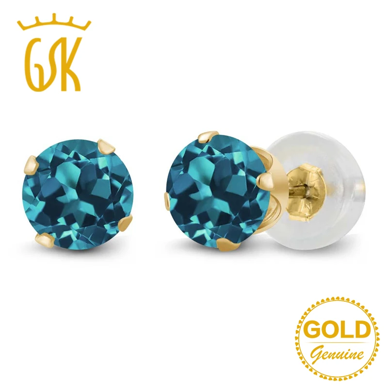 GemStoneKing Real 14 K желтое золото ювелирные изделия 1 10 Ct 5 мм круглый натуральный