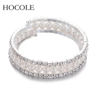luxury braided crystal imitation pearl bracelet multi layer wide bracelets bangles pulseras mujer for women wedding jewelry