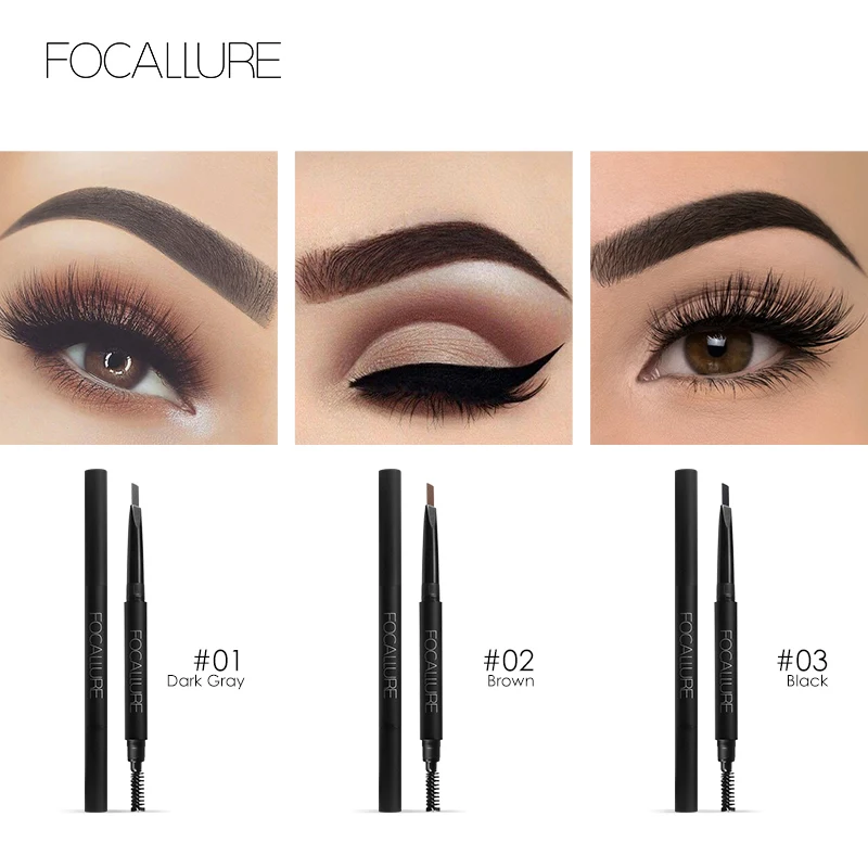 Новинка FOCALLURE Водостойкий карандаш для бровей и с кисточками 3 вида цветов